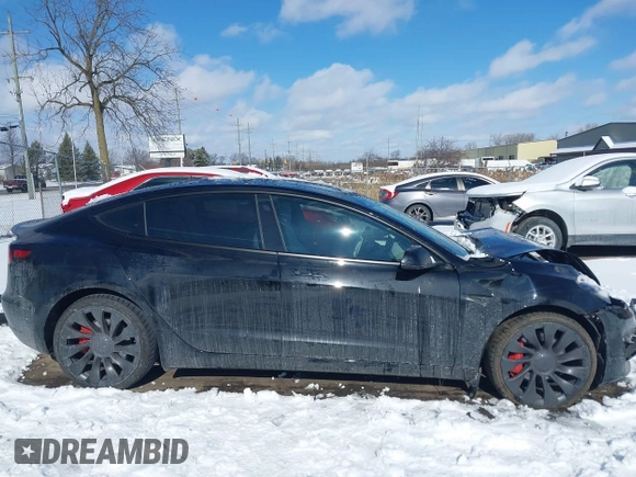 2023 Tesla Model 3 Performance with VIN 5YJ3E1EC7PF423161, listed as a IAAI auction lot 41566987 with 22,111 mi miles. Bid and sale history available at carsss.com. Image 13.