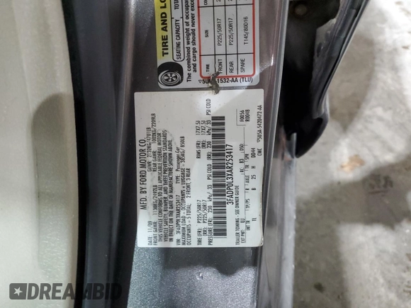 2010 Ford Fusion Hybrid with VIN 3FADP0L3XAR253417, listed as a Copart auction lot 60022345 with 123,315 mi miles and Salvage title. Bid and sale history available at DreamBid. Image 13.