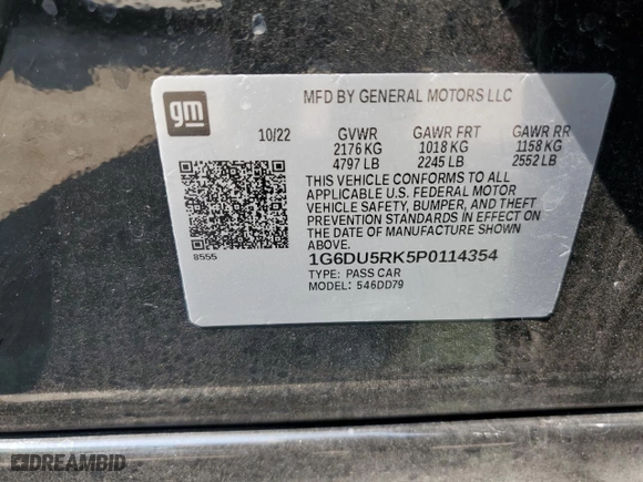 2023 Cadillac CT5 Sport with VIN 1G6DU5RK5P0114354, listed as a Copart auction lot 71387014 with 14,288 mi miles and Salvage Title. Bid and sale history available at carsss.com. Image 12.