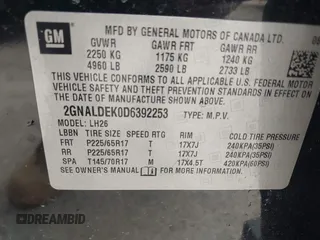 2013 Chevrolet Equinox LT z VIN 2GNALDEK0D6392253, wystawiony jako IAAI lot #41907390 z przebiegiem 99 578 mil mil oraz . Historia ofert i sprzedaży dostępna na DreamBid. Obrazek 9.