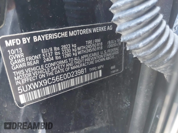 2014 BMW X3 xDrive28i z VIN 5UXWX9C56E0D23981, wystawiony jako IAAI lot #42444604 z przebiegiem 114 040 mil mil oraz . Historia ofert i sprzedaży dostępna na DreamBid. Obrazek 9.