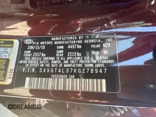 2019 Kia Optima LX z VIN 5XXGT4L37KG278947, wystawiony jako Copart lot #62181475 z przebiegiem 60 003 mil mil oraz Szkoda całkowita • Salvage title. Historia ofert i sprzedaży dostępna na DreamBid. Obrazek 10.