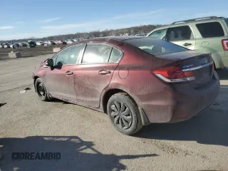 2013 Honda Civic LX with VIN 19XFB2F54DE037147, listed as a Copart auction lot 46339035 with Not Provided miles and Salvage Title. Bid and sale history available at DreamBid. Image 2.