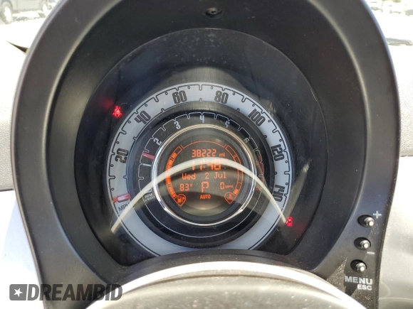 2012 FIAT 500 Pop with VIN 3C3CFFDR0CT366754, listed as a Copart auction lot 63065355 with 38,222 mi miles and Salvage title. Bid and sale history available at DreamBid. Image 9.