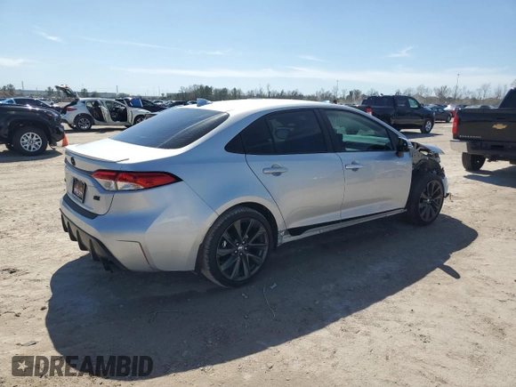 2025 Toyota Corolla SE with VIN 5YFS4MCEXSP227488, listed as a Copart auction lot 47110405 with 1,231 mi miles and Salvage Title. Bid and sale history available at carsss.com. Image 3.