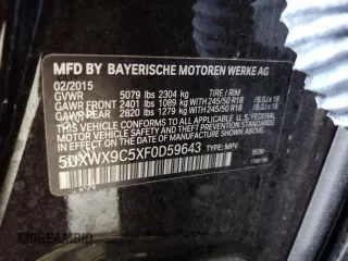 2015 BMW X3 xDrive28i with VIN 5UXWX9C5XF0D59643, listed as a Copart auction lot 54553515 with 76,729 mi miles and Salvage Title. Bid and sale history available at DreamBid. Image 13.