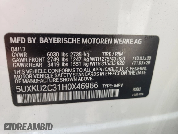 2017 BMW X6 xDrive35i with VIN 5UXKU2C31H0X46966, listed as a Copart auction lot 54452813 with 87,234 mi miles. Bid and sale history available at carsss.com. Image 13.