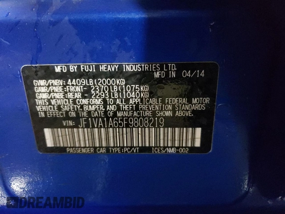 2015 Subaru WRX with VIN JF1VA1A65F9808219, listed as a Copart auction lot 47415385 with 110,467 mi miles and Salvage Title. Bid and sale history available at carsss.com. Image 12.