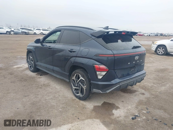 2024 Hyundai Kona N Line with VIN KM8HACA31RU055035, listed as a IAAI auction lot 41593771 with 7,730 mi miles and . Bid and sale history available at carsss.com. Image 3.