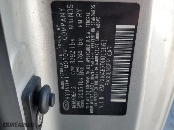 2013 Hyundai Elantra Coupe GS with VIN KMHDH6AEXDU016661, listed as a Copart auction lot 46449585 with NaN miles and Salvage Title. Bid and sale history available at carsss.com. Image 12.