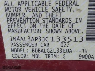 2018 Nissan Altima 2.5 SL with VIN 1N4AL3AP3JC133513, listed as a IAAI auction lot 41324260 with 110,918 mi miles. Bid and sale history available at carsss.com. Image 9.