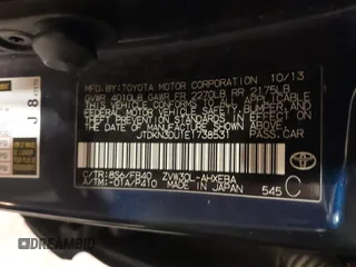 2014 Toyota Prius Four z VIN JTDKN3DU1E1738531, wystawiony jako IAAI lot #40945456 z przebiegiem 152 210 mil mil oraz . Historia ofert i sprzedaży dostępna na DreamBid. Obrazek 9.