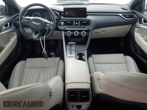 2023 Genesis G70 3.3T with VIN KMTG54TE8PU107865, listed as a Copart auction lot 45747995 with 13,348 mi miles and Salvage title. Bid and sale history available at DreamBid. Image 8.
