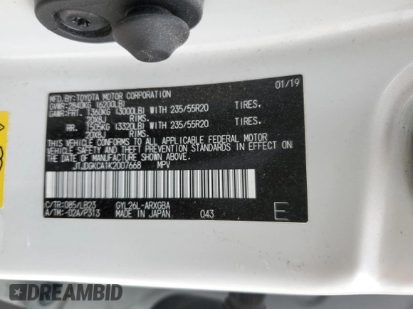 2019 Lexus RX with VIN JTJDGKCA1K2007668, listed as a Copart auction lot 36819493 with 72,028 mi miles. Bid and sale history available at carsss.com. Image 15.