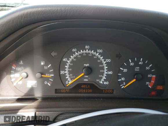 1997 Mercedes-Benz E-Class with VIN WDBJF72F7VA316668, listed as a Copart auction lot 75765424 with 54,106 mi miles and Salvage Title. Bid and sale history available at carsss.com. Image 9.
