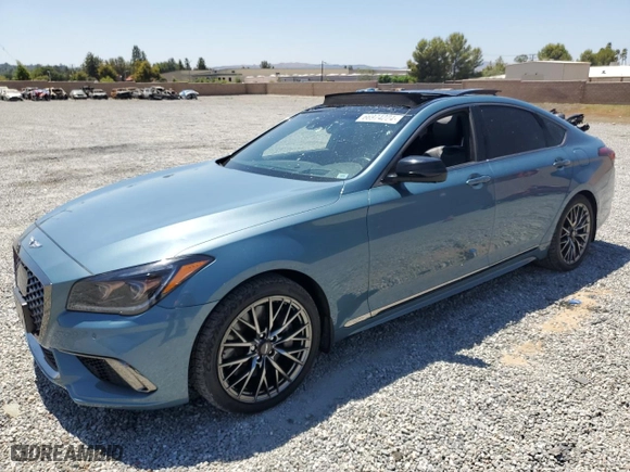 2018 Genesis G80 3.3T Sport with VIN KMHGN4JB8JU226624, listed as a Copart auction lot 66974224 with 67,392 mi miles and Salvage Title. Bid and sale history available at carsss.com. Image 1.