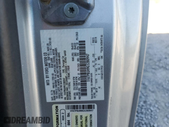 2016 Ford Mustang EcoBoost Premium z VIN 1FATP8UH9G5280947, wystawiony jako Copart lot #53451195 z przebiegiem 142 567 mil mil oraz Szkoda całkowita • Salvage title. Historia ofert i sprzedaży dostępna na DreamBid. Obrazek 14.
