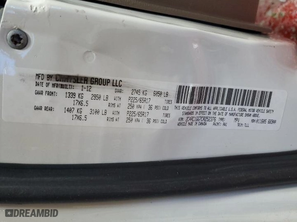 2012 Chrysler Town & Country Limited with VIN 2C4RC1GG7CR252376, listed as a Copart auction lot 42111745 with 126,159 mi miles and Salvage Title. Bid and sale history available at carsss.com. Image 14.