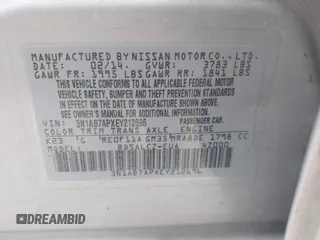 2014 Nissan Sentra S with VIN 3N1AB7APXEY212696, listed as a IAAI auction lot 42158772 with 75,998 mi miles and . Bid and sale history available at DreamBid. Image 9.