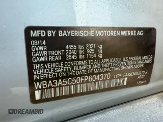 2015 BMW 3 Series 328i with VIN WBA3A5C50FP604370, listed as a Copart auction lot 52242365 with 0 mi miles and Clean Title. Bid and sale history available at carsss.com. Image 10.