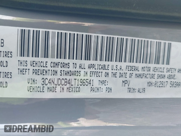 2020 Jeep Compass Limited с VIN 3C4NJDCB4LT196541, выставлен на аукционе IAAI как лот 42581732 с пробегом 67 058 миль миль и . История ставок и продаж доступна на DreamBid. Изображение 9.