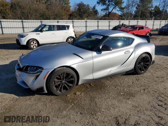 2022 Toyota Supra 2.0 with VIN WZ1DB2C08NW050265, listed as a Copart auction lot 88882465 with 14,576 mi miles and Salvage title. Bid and sale history available at DreamBid. Image 1.