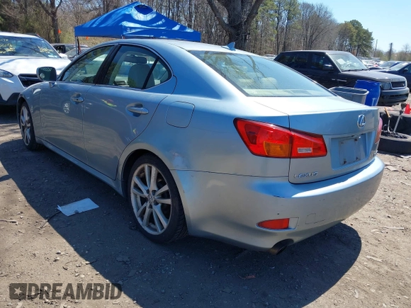 2007 Lexus IS with VIN JTHBK262775050123, listed as a IAAI auction lot 42071853 with 169,479 mi miles. Bid and sale history available at carsss.com. Image 3.