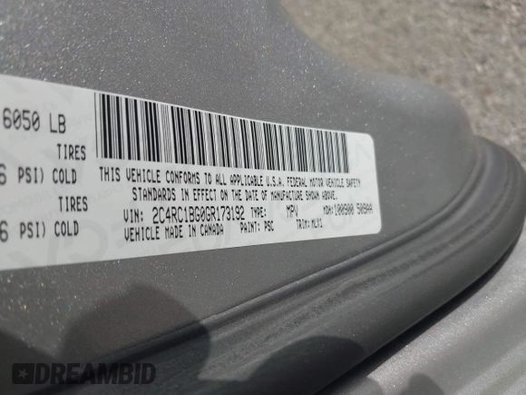 2016 Chrysler Town & Country Touring with VIN 2C4RC1BG0GR173192, listed as a IAAI auction lot 42247573 with 186,187 mi miles and . Bid and sale history available at DreamBid. Image 9.