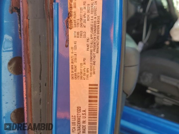 2022 Jeep Wrangler Sport S with VIN 1C4HJXAGXNW271320, listed as a Copart auction lot 63570705 with 14,840 mi miles and Salvage title. Bid and sale history available at DreamBid. Image 14.