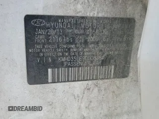 2013 Hyundai Elantra with VIN KMHD35LE9DU083547, listed as a Copart auction lot 59883945 with 258,085 mi miles and Clean title. Bid and sale history available at DreamBid. Image 12.