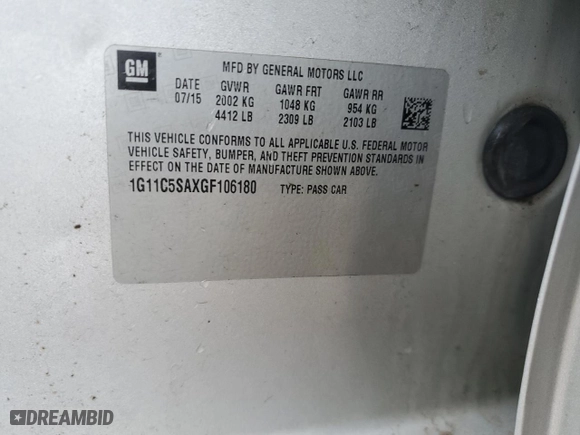 2016 Chevrolet Malibu Limited LT with VIN 1G11C5SAXGF106180, listed as a Copart auction lot 47830555 with 206,268 mi miles and Salvage Title. Bid and sale history available at carsss.com. Image 12.