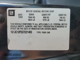 2003 Chevrolet Cavalier with VIN 1G1JC12F537221455, listed as a Copart auction lot 67895034 with 228,356 mi miles and Salvage Title. Bid and sale history available at carsss.com. Image 12.