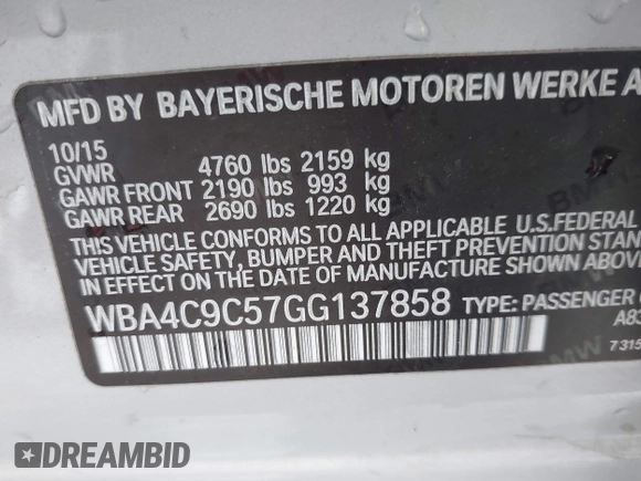2016 BMW 4 Series 428i xDrive z VIN WBA4C9C57GG137858, wystawiony jako IAAI lot #42755021 z przebiegiem 92 728 mil mil oraz . Historia ofert i sprzedaży dostępna na DreamBid. Obrazek 9.