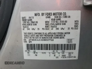 2013 Ford Edge SEL with VIN 2FMDK3JC3DBE07722, listed as a Copart auction lot 46299115 with 68,145 mi miles and Salvage Title. Bid and sale history available at carsss.com. Image 13.