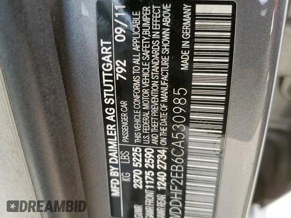 2012 Mercedes-Benz E 350 Luxury with VIN WDDHF2EB6CA530985, listed as a Copart auction lot 49443925 with 114,641 mi miles and Clean title. Bid and sale history available at DreamBid. Image 12.