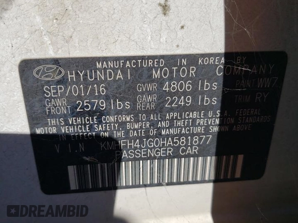 2017 Hyundai Azera Limited z VIN KMHFH4JG0HA581877, wystawiony jako Copart lot #81221514 z przebiegiem 166 057 mil mil oraz Szkoda całkowita • Salvage title. Historia ofert i sprzedaży dostępna na DreamBid. Obrazek 12.