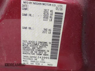 2016 Nissan Altima SL with VIN 1N4AL3AP4GC243995, listed as a IAAI auction lot 42200730 with 268,469 mi miles and . Bid and sale history available at carsss.com. Image 9.