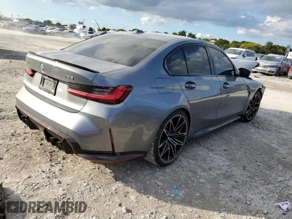2023 BMW M3 with VIN WBS53AY03PFN77824, listed as a Copart auction lot 86100404 with 30,311 mi miles and Salvage Title. Bid and sale history available at carsss.com. Image 3.