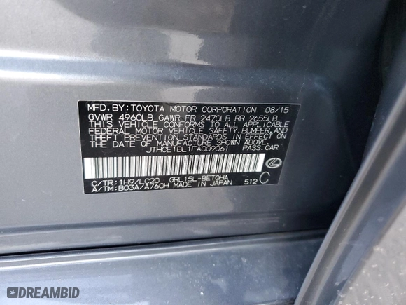 2015 Lexus GS 350 with VIN JTHCE1BL1FA009061, listed as a Copart auction lot 43918745 with 0 mi miles and Salvage Title. Bid and sale history available at carsss.com. Image 13.