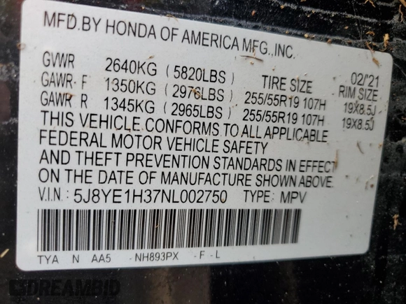 2022 Acura MDX with VIN 5J8YE1H37NL002750, listed as a Copart auction lot 86896934 with 29,089 mi miles and Non Repairable. Bid and sale history available at carsss.com. Image 14.