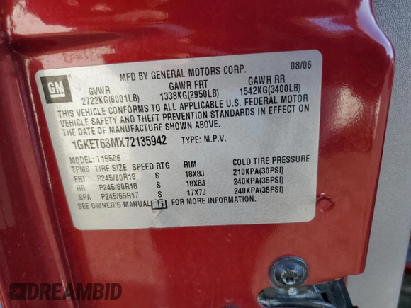 2007 GMC Envoy Denali with VIN 1GKET63MX72135942, listed as a Copart auction lot 77642184 with 166,742 mi miles and Clean Title. Bid and sale history available at DreamBid. Image 13.