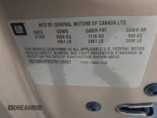 2007 Chevrolet Impala LS z VIN 2G1WB58K879114487, wystawiony jako IAAI lot #42252919 z przebiegiem 129 386 mil mil oraz . Historia ofert i sprzedaży dostępna na DreamBid. Obrazek 9.