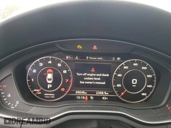 2019 Audi A5 Sportback Premium Plus with VIN WAUBNCF5XKA011032, listed as a Copart auction lot 76674003 with 49,646 mi miles. Bid and sale history available at carsss.com. Image 9.
