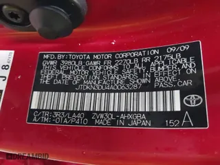 2010 Toyota Prius II with VIN JTDKN3DU4A0063287, listed as a IAAI auction lot 41858948 with 126,568 mi miles. Bid and sale history available at carsss.com. Image 9.