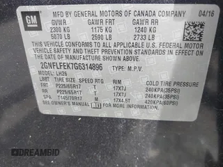 2016 Chevrolet Equinox LT z VIN 2GNFLFEK7G6314896, wystawiony jako IAAI lot #42233207 z przebiegiem 63 831 mil mil oraz . Historia ofert i sprzedaży dostępna na DreamBid. Obrazek 9.