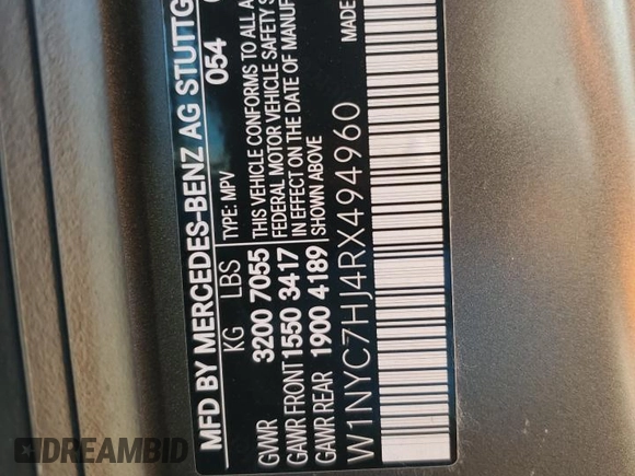 2024 Mercedes-Benz G 63 AMG with VIN W1NYC7HJ4RX494960, listed as a Copart auction lot 74462744 with Not Provided miles and Non Repairable. Bid and sale history available at DreamBid. Image 14.