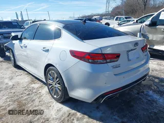 2016 Kia Optima SXL Turbo with VIN 5XXGV4L23GG073151, listed as a IAAI auction lot 41363341 with 74,226 mi miles. Bid and sale history available at carsss.com. Image 3.