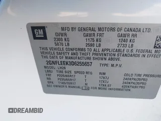 2013 Chevrolet Equinox LT with VIN 2GNFLEEK3D6255657, listed as a IAAI auction lot 42216972 with 210,397 mi miles and . Bid and sale history available at carsss.com. Image 9.