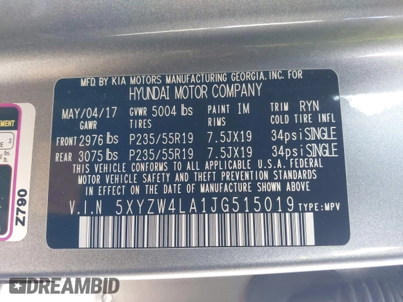 2018 Hyundai Santa Fe Ultimate z VIN 5XYZW4LA1JG515019, wystawiony jako IAAI lot #42248389 z przebiegiem 60 222 mil mil oraz . Historia ofert i sprzedaży dostępna na DreamBid. Obrazek 9.