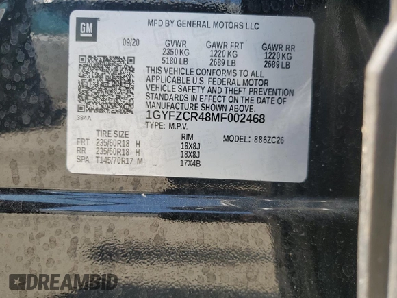 2021 Cadillac XT4 FWD Premium Luxury z VIN 1GYFZCR48MF002468, wystawiony jako Copart lot #50878955 z przebiegiem 76 034 mil mil oraz Szkoda całkowita • Salvage title. Historia ofert i sprzedaży dostępna na DreamBid. Obrazek 14.